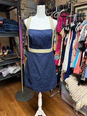 Lilly Pulitzer Navy Dress with Cream Trim